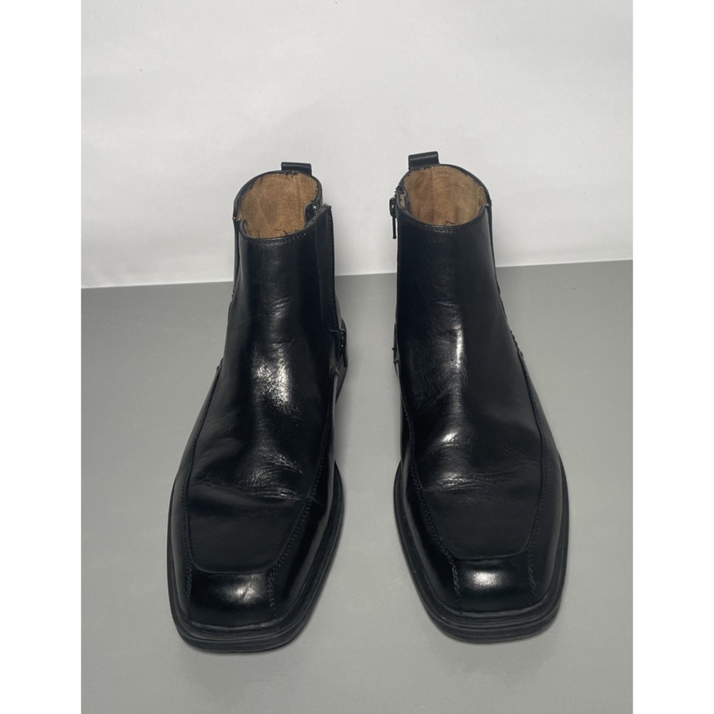 Florsheim Black Leather Side Zip Ankle Boots Mens Size 10.5